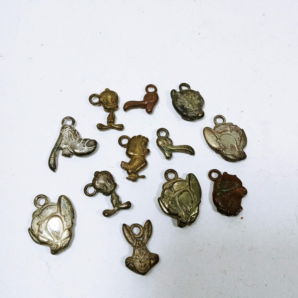 Vtg Cracker Jack Gumball Prize Looney Tunes Metal Bugs Tweety Porky Elmer K9 jb3